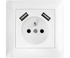 Toolight Viengubas Lizdas Su Įžeminimu + 2x Usb-a Oste Jnh003-g Baltas