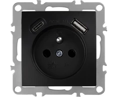 Toolight Viengubas Lizdas Su Įžeminimu + Usb-a Usb-c Oste Jnh004-g Juodas