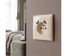Toolight Viengubas Lizdas Su Įžeminimu + 2x Usb-a Oste Jnh003-g rusvai gelsvas