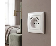 Toolight Viengubas Lizdas Su Įžeminimu + Usb-a Usb-c Oste Jnh004-g Baltas