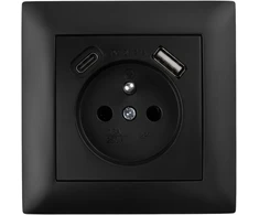 Toolight Viengubas Lizdas Su Įžeminimu + Usb-a Usb-c Oste Jnh004-g Juodas