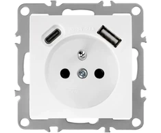 Toolight Viengubas Lizdas Su Įžeminimu + Usb-a Usb-c Oste Jnh004-g Baltas