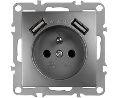 Toolight Viengubas Lizdas Su Įžeminimu + 2x Usb-a Oste Jnh003-g Pilkas