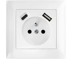 Toolight Viengubas Lizdas Su Įžeminimu + Usb-a Usb-c Oste Jnh004-g Baltas