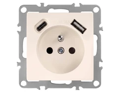 Toolight Viengubas Lizdas Su Įžeminimu + Usb-a Usb-c Oste Jnh004-g rusvai gelsvas