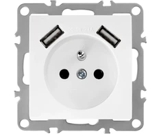 Toolight Viengubas Lizdas Su Įžeminimu + 2x Usb-a Oste Jnh003-g Baltas