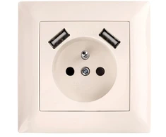 Toolight Viengubas Lizdas Su Įžeminimu + 2x Usb-a Oste Jnh003-g rusvai gelsvas