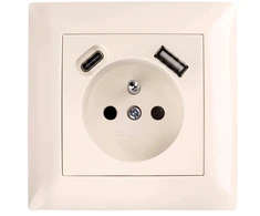Toolight Viengubas Lizdas Su Įžeminimu + Usb-a Usb-c Oste Jnh004-g rusvai gelsvas