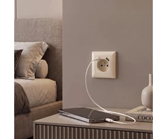 Toolight Viengubas Lizdas Su Įžeminimu + Usb-a Usb-c Oste Jnh004-g rusvai gelsvas