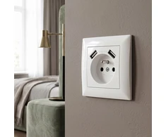 Toolight Viengubas Lizdas Su Įžeminimu + 2x Usb-a Oste Jnh003-g Baltas