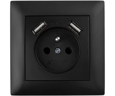 Toolight Viengubas Lizdas Su Įžeminimu + 2x Usb-a Oste Jnh003-g Juodas