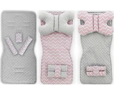 Tutumi Dvipusis vežimėlio kilimėlis 4in1 Rožinė / Pilkas ZigZag