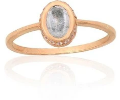 Auksinis žiedas Diamond Sky "Sicily II (Mėlynas topazas)" iš raudono, 585 prabos aukso