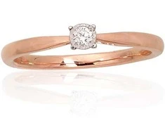 Auksinis žiedas su deimantais Diamond Sky "Solitaire IX" iš raudono, 585 prabos aukso