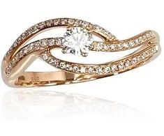 Auksinis žiedas su deimantais moterims Diamond Sky „Golden Wave VI“