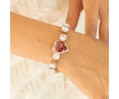 Diamond Sky Jewelry Apyrankė moterims DiamondSky „Heart of The Ocean (Raudona Magma)“ su Swarovski kristalais