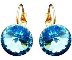Diamond Sky Jewelry Auskarai „Klaris II“ (Aquamarine Mėlyna)" su Swarovskio kristalais