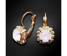 Diamond Sky Jewelry Auskarai moterims DiamondSky „Glory II (Rose Vanduo Opal)“ su Swarovski kristalais