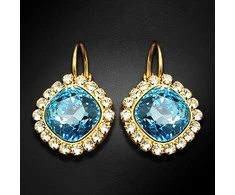 Diamond Sky Jewelry Auskarai moterims DiamondSky „Glare III (Aquamarine Mėlyna)“ su Swarovski kristalais