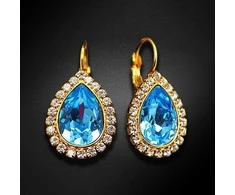 Diamond Sky Jewelry Auskarai moterims DiamondSky „Celestial Drop (Aquamarine Mėlyna)“ su Swarovski kristalais