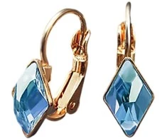 Diamond Sky Jewelry Auskarai moterims DiamondSky „Crystal Rhombus IV (Aquamarine Mėlyna)“ su Swarovski kristalais