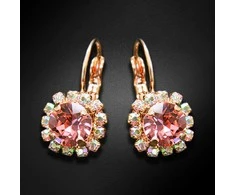 Diamond Sky Jewelry Auskarai moterims DiamondSky „Glory II (Rose Peach)“ su Swarovski kristalais
