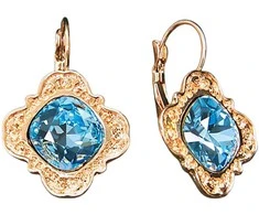 Diamond Sky Jewelry Auskarai moterims DiamondSky „Nostalgia III (Aquamarine Mėlyna)“ su Swarovski kristalais