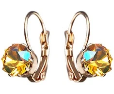 Diamond Sky Jewelry Auskarai moterims DiamondSky „Glory (Light Topaz Shimmer)“ su Swarovski kristalais