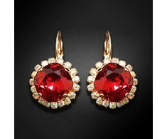 Diamond Sky Jewelry Auskarai moterims DiamondSky „Glare III (Scarlet)“ su Swarovski kristalais