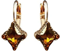 Diamond Sky Jewelry Auskarai moterims DiamondSky „Crystal Rhombus II (Topaz Dorado)“ su Swarovski kristalais