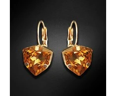 Diamond Sky Jewelry Auskarai moterims DiamondSky „Bermuda Triangle (Light Colorado Topaz)“ su Swarovski kristalais