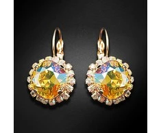 Diamond Sky Jewelry Auskarai moterims DiamondSky „Glare III (Light Topaz Shimmer)“ su Swarovski kristalais