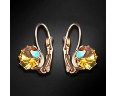 Diamond Sky Jewelry Auskarai moterims DiamondSky „Glory (Light Topaz Shimmer)“ su Swarovski kristalais