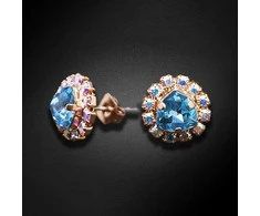 Diamond Sky Jewelry Auskarai moterims DiamondSky „Bermuda Triangle IV (Aquamarine Mėlyna)“ su Swarovski kristalais