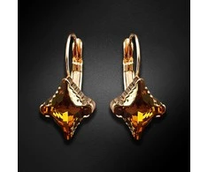 Diamond Sky Jewelry Auskarai moterims DiamondSky „Crystal Rhombus II (Topaz Dorado)“ su Swarovski kristalais