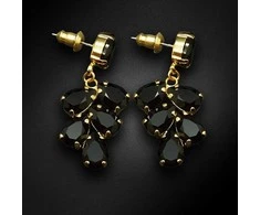 Diamond Sky Jewelry Auskarai moterims DiamondSky „Amber II (Jet)“ su Preciosa kristalais