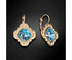 Diamond Sky Jewelry Auskarai moterims DiamondSky „Nostalgia III (Aquamarine Mėlyna)“ su Swarovski kristalais