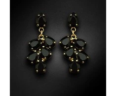 Diamond Sky Jewelry Auskarai moterims DiamondSky „Amber II (Jet)“ su Preciosa kristalais
