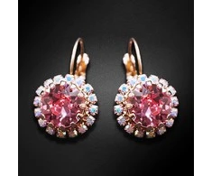Diamond Sky Jewelry Auskarai moterims DiamondSky „Clarice IX (Light Rose)“ su Swarovski kristalais