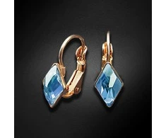 Diamond Sky Jewelry Auskarai moterims DiamondSky „Crystal Rhombus IV (Aquamarine Mėlyna)“ su Swarovski kristalais