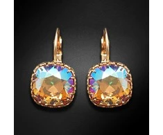 Diamond Sky Jewelry Auskarai moterims DiamondSky „Vintage V (Light Colorado Topaz Shimmer)“ su Swarovski kristalais