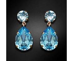 Diamond Sky Jewelry Auskarai moterims DiamondSky „Crystal Drop IV (Aquamarine Mėlyna)“ su Swarovski kristalais