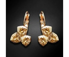 Diamond Sky Jewelry Auskarai moterims DiamondSky „Bermuda Triangle III (Golden Shadow)“ su Swarovski kristalais