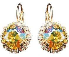 Diamond Sky Jewelry Auskarai moterims DiamondSky „Glare III (Light Topaz Shimmer)“ su Swarovski kristalais
