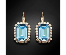 Diamond Sky Jewelry Auskarai moterims DiamondSky „Lourdes II (Aquamarine Mėlyna)“ su Swarovski kristalais