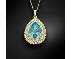 Diamond Sky Jewelry Kaklo papuošalas moterims DiamondSky "Jasmine (Aquamarine)" su Swarovski kristalais