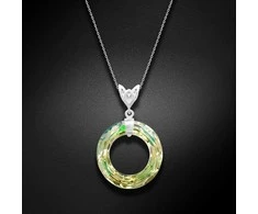 Diamond Sky Jewelry Kaklo papuošalas moterims DiamondSky "Cosmic Ring (Luminous Žalias)" su Swarovski kristalais
