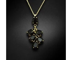 Diamond Sky Jewelry Kaklo papuošalas moterims DiamondSky "Amber II (Jet)" su Preciosa kristalais