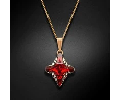 Diamond Sky Jewelry Kaklo papuošalas moterims DiamondSky "Crystal Rhombus II (Light Siam Metallic Light Gold)" su Swarovski kristalais