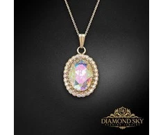 Diamond Sky Jewelry Kaklo papuošalas moterims DiamondSky "Solar Illusion (Aurore Borealis)" su Swarovski kristalais